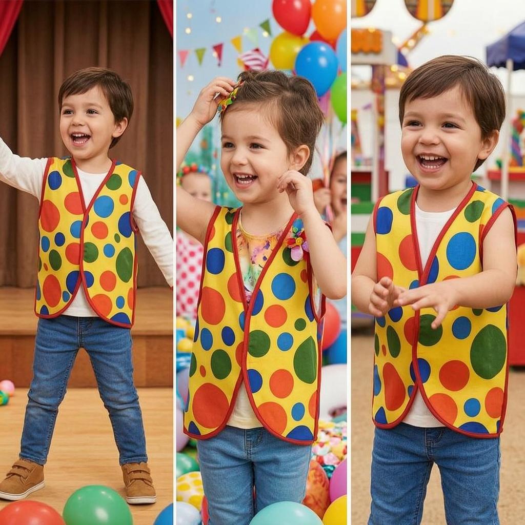 Clown Costume Vest Funny Colorful Clothing for Children, Kids, Stage Performances,