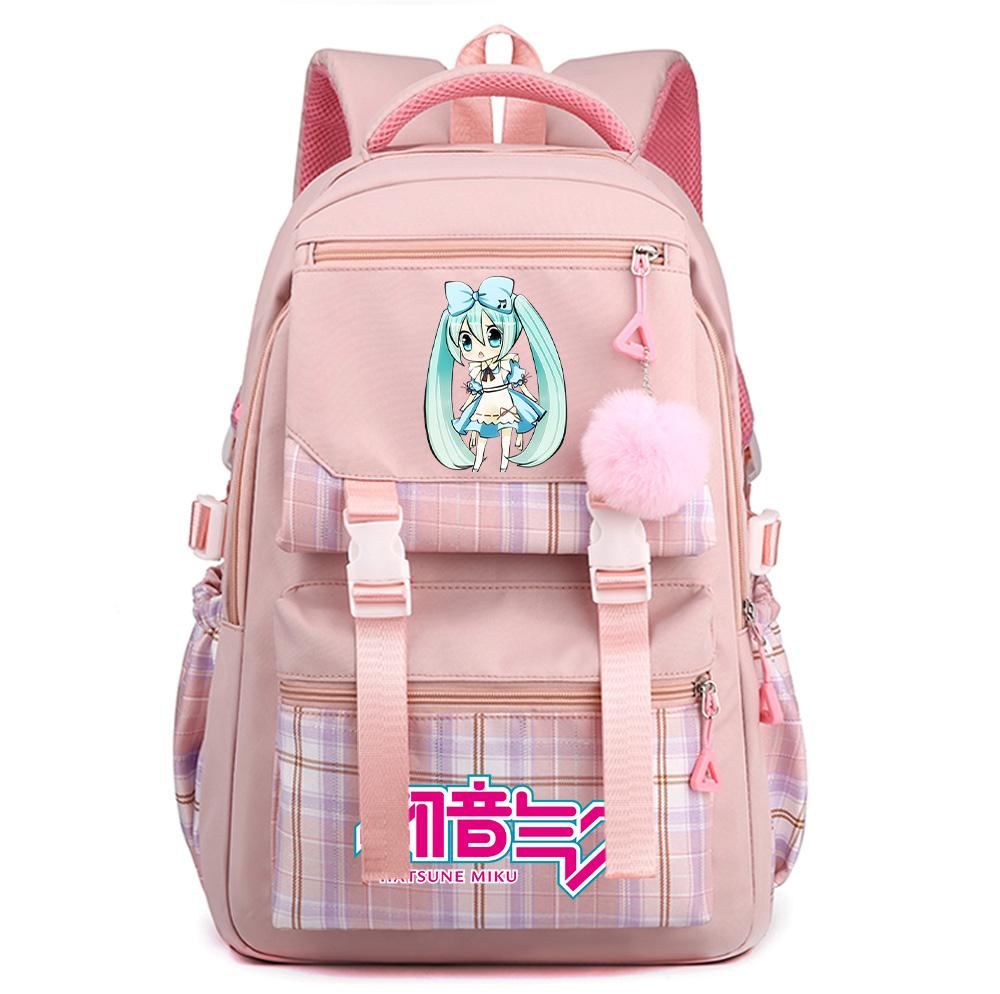 Cartoon Anime Hatsune Miku Printed Large Capacity Backpack for Teenger Student Bookbag Girl Boy Schoolbag Bookbag Women Waterproof Travel Bag