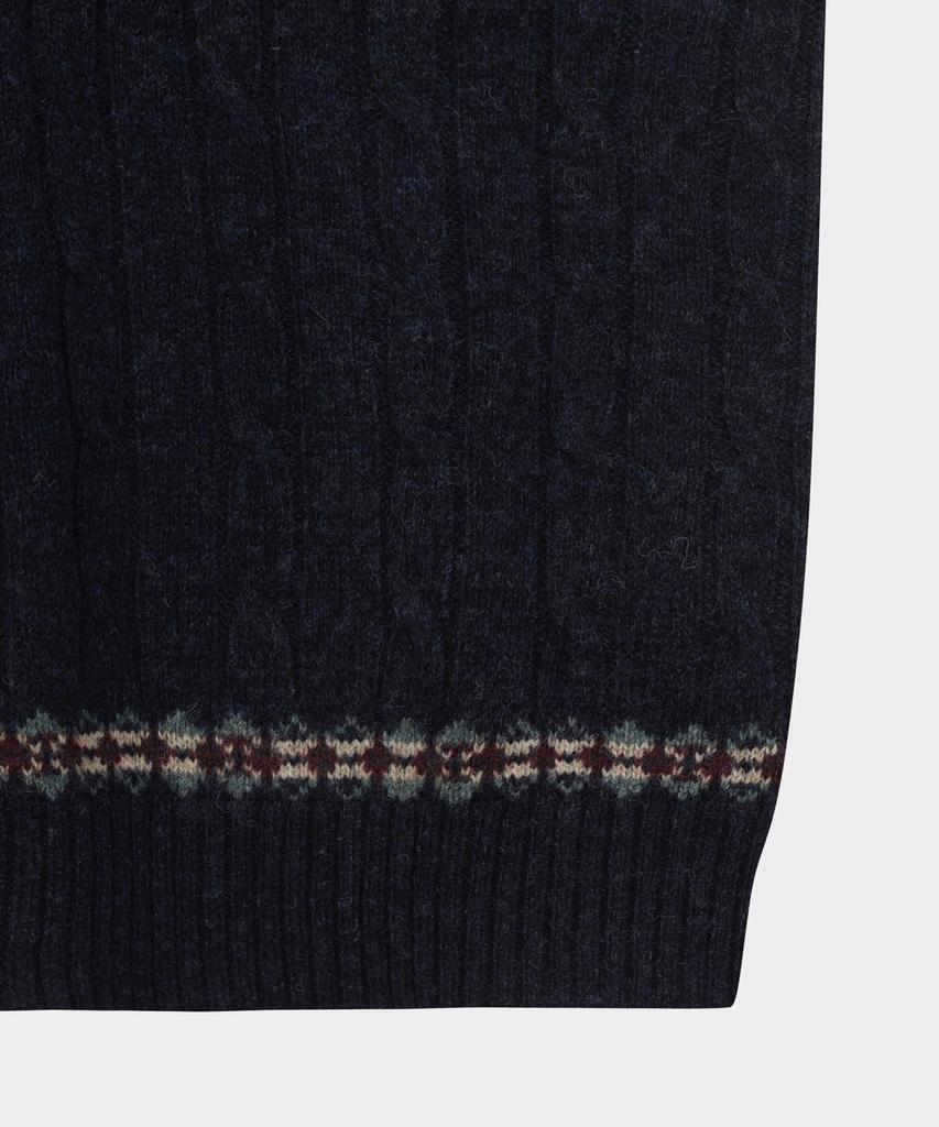 BROOKS BROTHERS Wool Cable V-Neck Sweater (Navy) (Bbwnmmf401)
