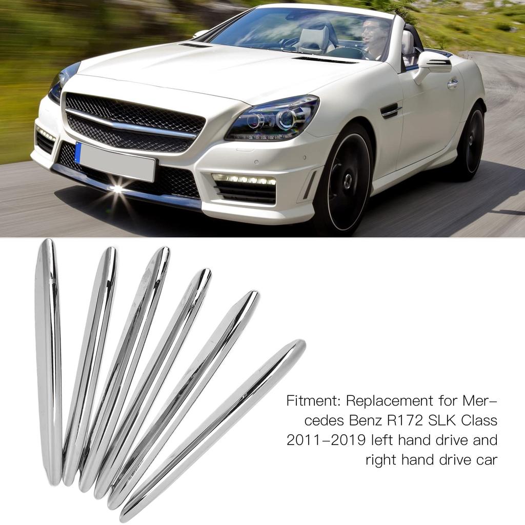 KIMISS 6pcs Chrome Stripe Vent Grille Trim, Car Engine Hood Vent Grille Cover Trim Parts For R172 SLK 2011-2019