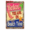 Vintage Beach Time Metal Sign Summer Party Place Plates Relax Surfing Metal Wall Sign Pub Shed Sign Happy Place Decor WY