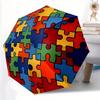 1 Stück Regenschirm mit Puzzle-Motiv, automatischem Öffnen/Schließen, winddicht, faltbar, Sonnenschutz yy250811192