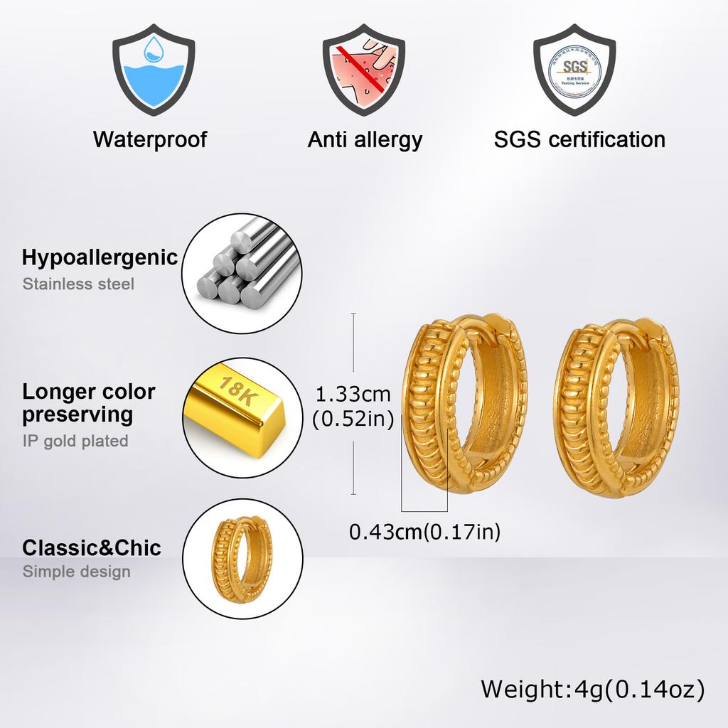 Stylish Stainless Steel Huggies Earring for Men Male, Simple Punk Small Hoop Earrings, Cool Fashion Ear Jewelry Gifts