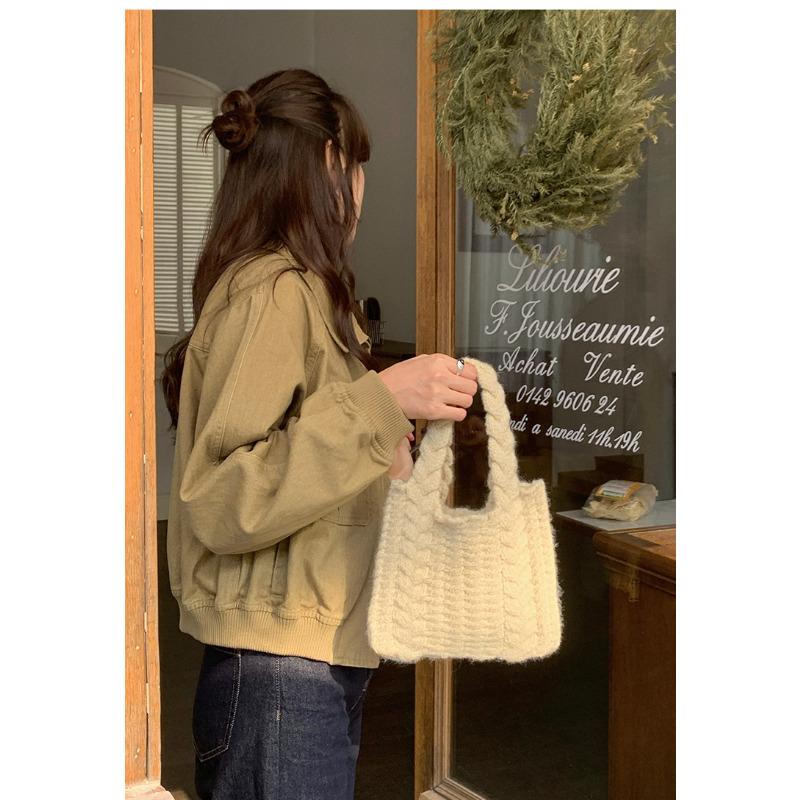 Borsa a Mano in Filato di Lana per Donna Borsa a Spalla in Maglia
