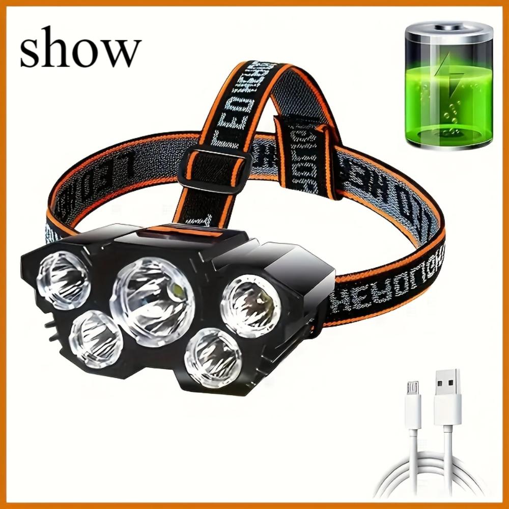 5LED headlights can be charged, USB headlights, camping, running and fishing headlights, for home outdoor emergency lights