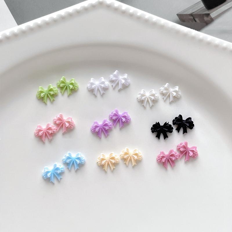 20/50Pcs Mixed Resin Double Layer Bowknot Nail Art Charms 3D Colorful Bow Nail Art Decorations Diy Manicure Parts Salon Supply
