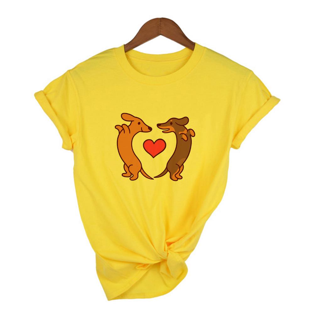 I Love Dachshunds Women Short Sleeve Graphic T Shirt Summer Harajuku Kawaii Dog Print Clothing T