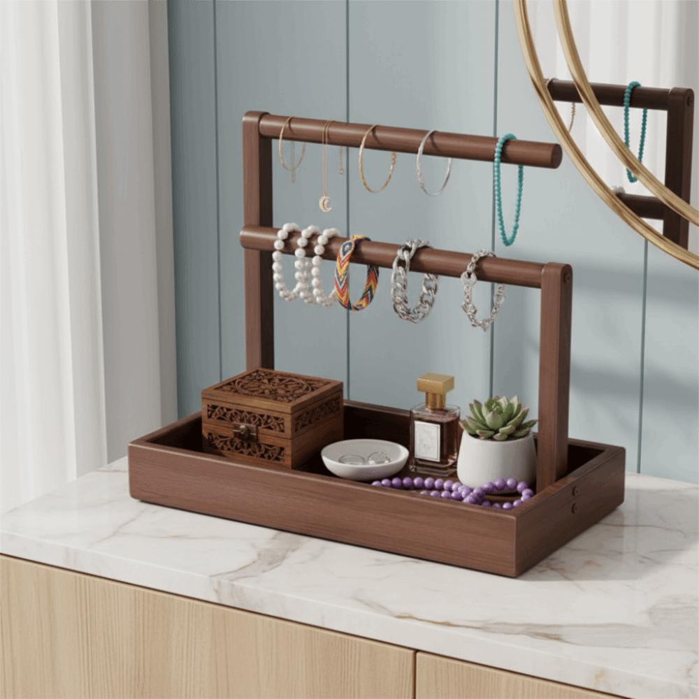 Solid Wood Jewelry Stand Large Size Jewellery Organizer Bracelet Storage Holder  Woman Accessories