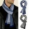Cotton Linen Yarn-dyed Men's Scarves Striped Neckerchief Wrap Autumn Winter Warm