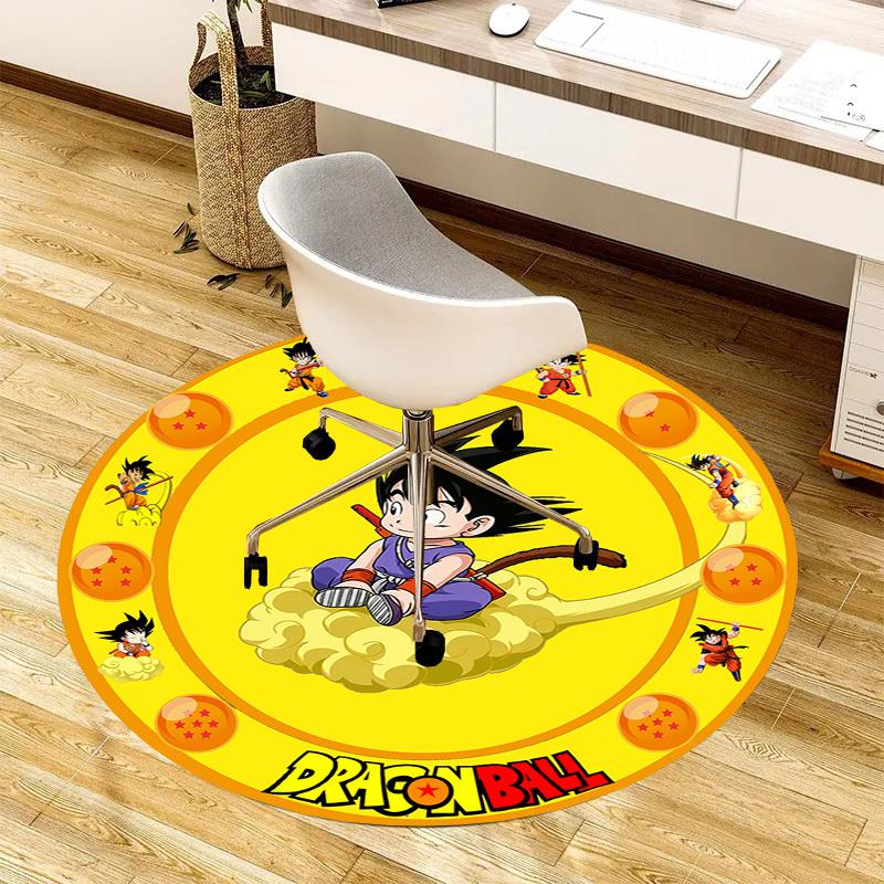 1pc Dragon Ball Character Artwork Round Carpet, Made of Polyester,Perfect for Decorating Office Chairs, Living Rooms,Vibrant Decorative Rug