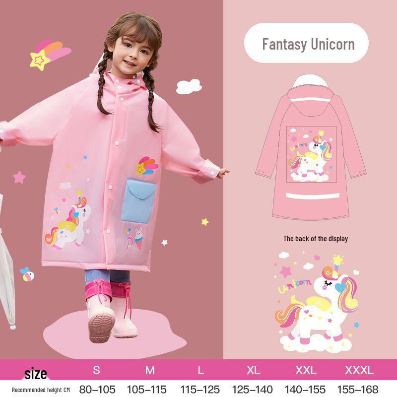 Cartoon Kinder Wasserdichtes Poncho mit Rucksackplatz - Verdickter Ganzkörper-Regenmantel für Grundschuljungen & -mädchen