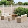 Garden Sofa Set with Cushions 9 Pieces Beige Poly Rattan