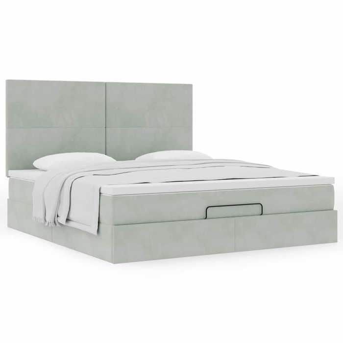 Maison Exclusive - Letto a piattaforma ottomano e materasso grigio chiaro 160x200cm velluto