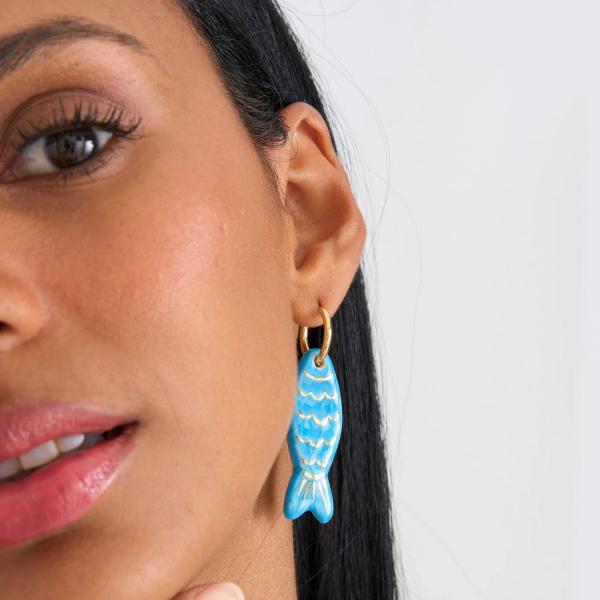 

Stainless Steel Cartoon Fish Drop Earrings For Women Colorful Enamel Striped Fish Earring Summer Beach Party Trend Zircon Gift