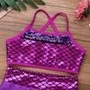Kids Girls Sequins Mermaid Tank Top with Shorts Dance Outfit Gymnastics Dancing Costume Swimwear