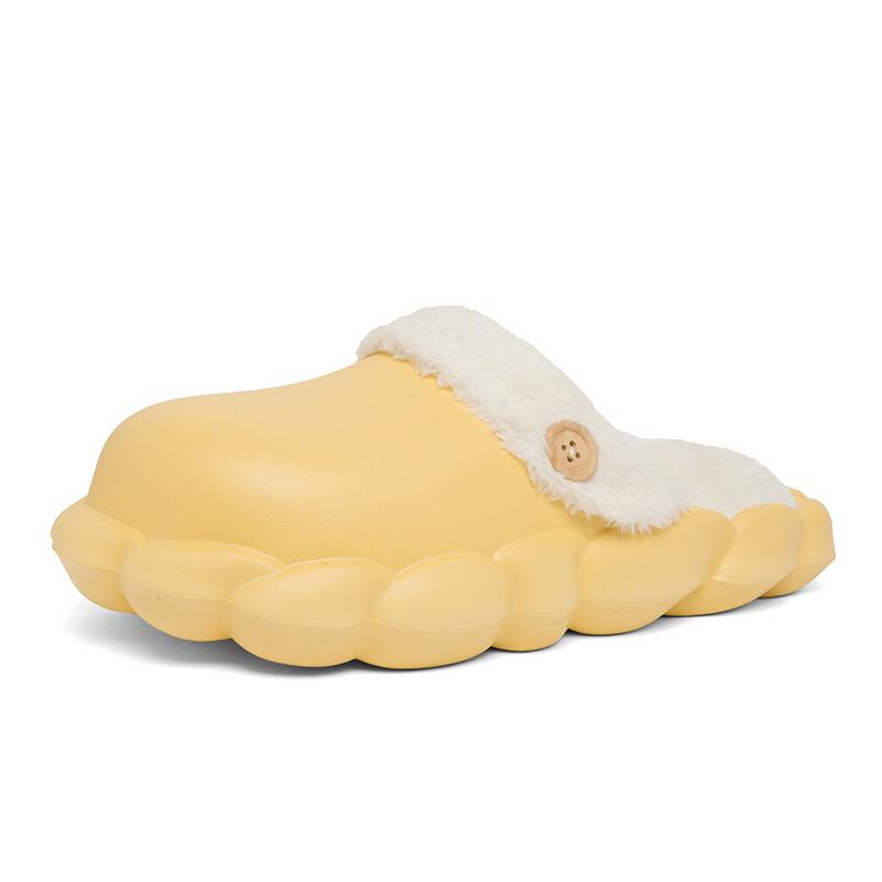 

Женская обувь Съемная стелька Водонепроницаемые Мужские Тапочки для пар Зимняя Теплая обувь Толстая подошва Нескользящие Домашние Повседневные тапочки 44-45 жёлтый