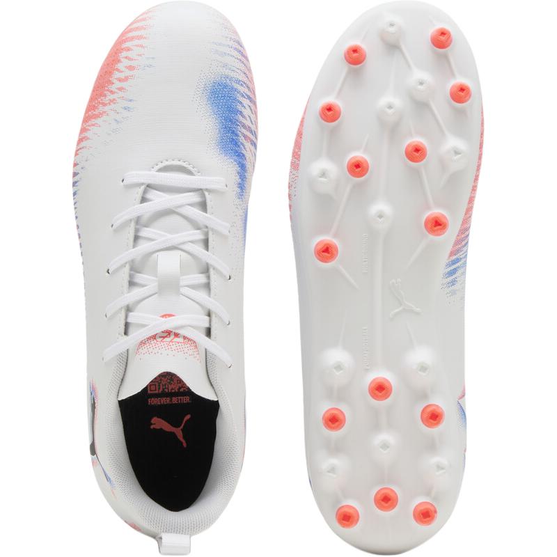 Puma Future 8 Play Mg Versatile Comfortable Low-Top Kids Soccer Shoes Kids Soccer Shoes White Orange-Red Black 108623-01