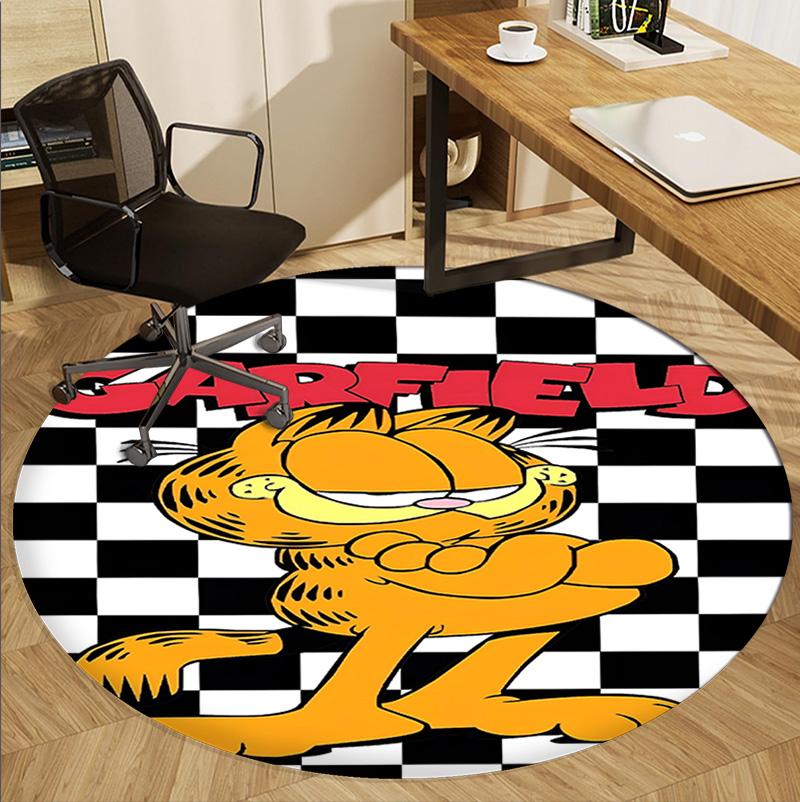 Garfield Pattern Round Rug, Indoor/Outdoor Mat, for Picnic, Gameroom, Bedroom, Office, Living Room, Home Decor Carpet, Birthday Gift