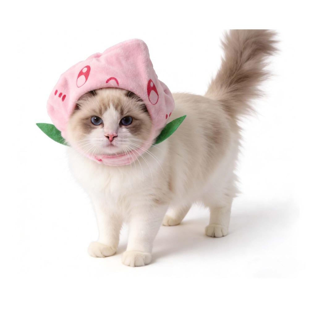 Hot Pet Supplies Cat Peach Hat Pet Funny Costume Plush Hat Transformation Outfit