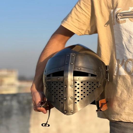 Barbuta Visor Helmet Medieval Knight Armor Helmet  18g Mild Steel Warrior  Perfect for LARP, Cosplay  Halloween Costume