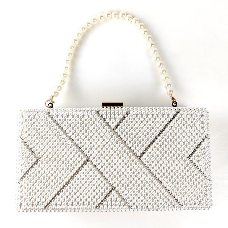 2026 New Brand Designer Retro Full Pearl Pattern Clutch Box Bag Wedding Bridal Square Handbag Fashion Party Dress Crossbody Bag