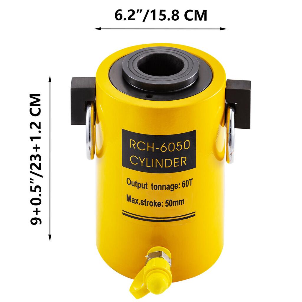 SucceBuy 60T 2 Inch Hydraulic Cylinder Jack Hollow Single Acting Hydraulic Ram Cylinder 50 Mm Hydraulic Jack Lifting Cylinders