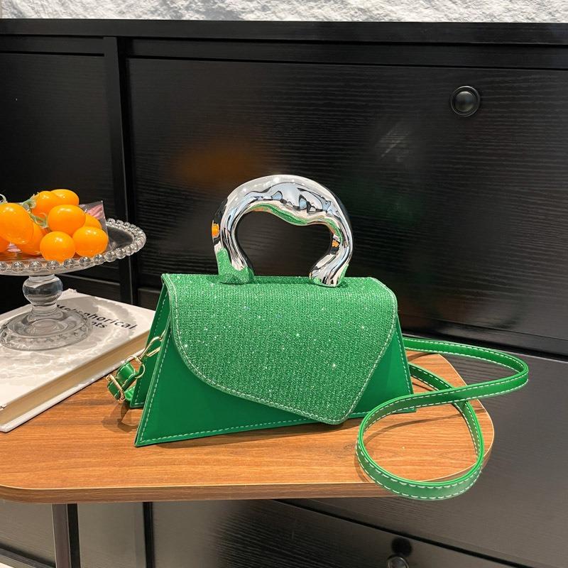 New splicing hypotenuse summer new casual contrasting metal portable small square bag shoulder bag women