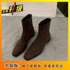 Coarse heel small ankle boots versatile fashion foreign style French high sense retro suede small short boots femininity thin boots