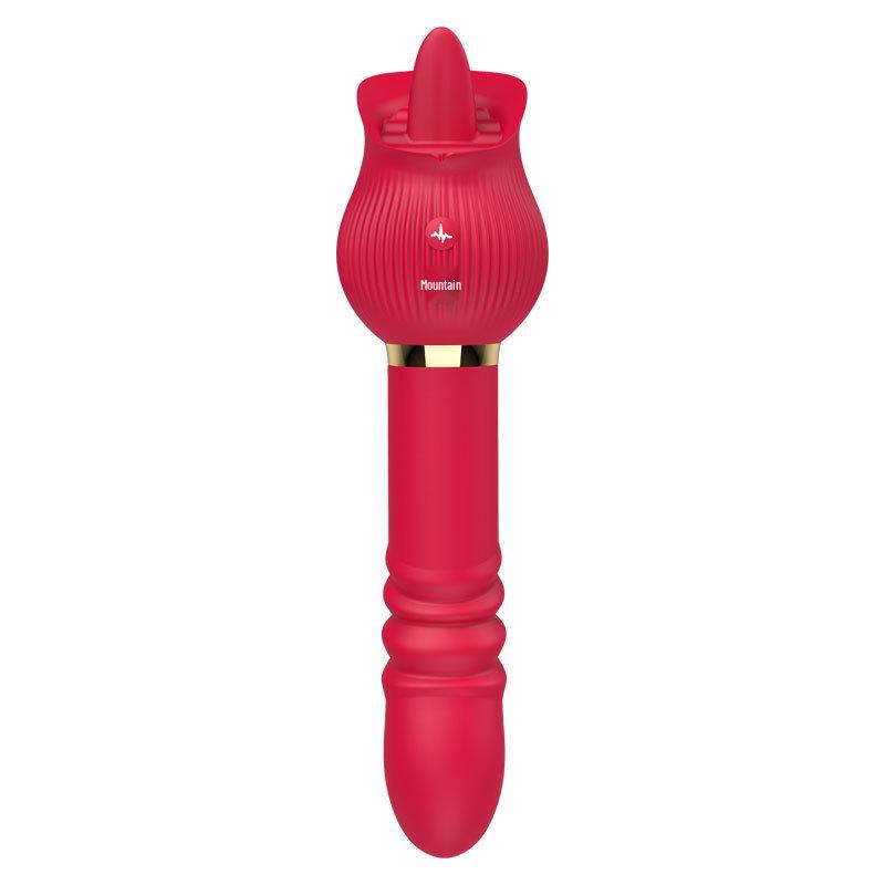 Chen Rose Telescopic Vibrator with Licking Tongue and Jumping Egg