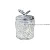 Instagram-style Embossed Glass Flower Storage Box Candy Jar Decorative Cotton Swab and Toothpick Holder Butterfly-lid Pencil