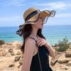 Fashion Flat-Topped Straw Hats Girls Wide Brim Sun Hat Outdoor Lace Bow Strap Lightweight Uv Protection Beach Cap