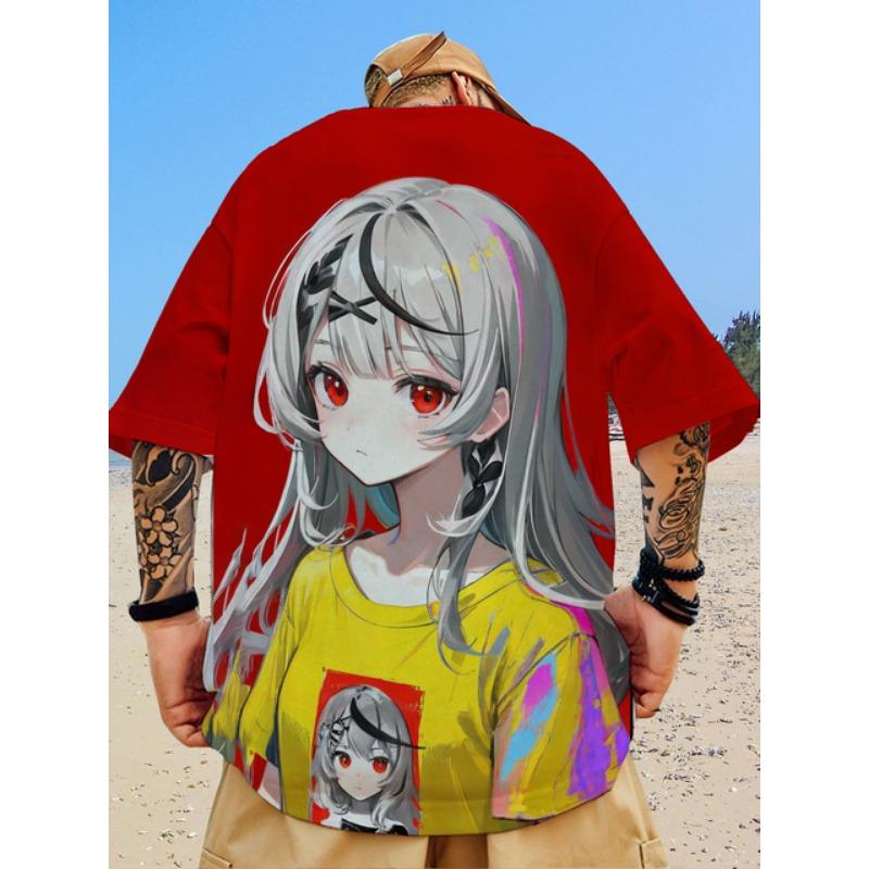 2024 Fashion Men's T-Shirts Anime Character Tee 3D Sexy Beauty Print T Shirt Casual Streetwear Loose Oversized Short Sleeve Tops