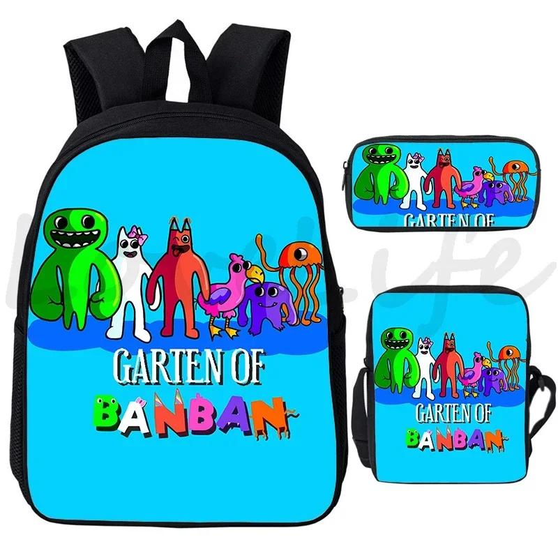 3Pcs/set Garten Of BanBan Backpack Anime Game School Bags Boys Girls Bookbag Cartoon Large Capacity Children Schoolbag Mochila