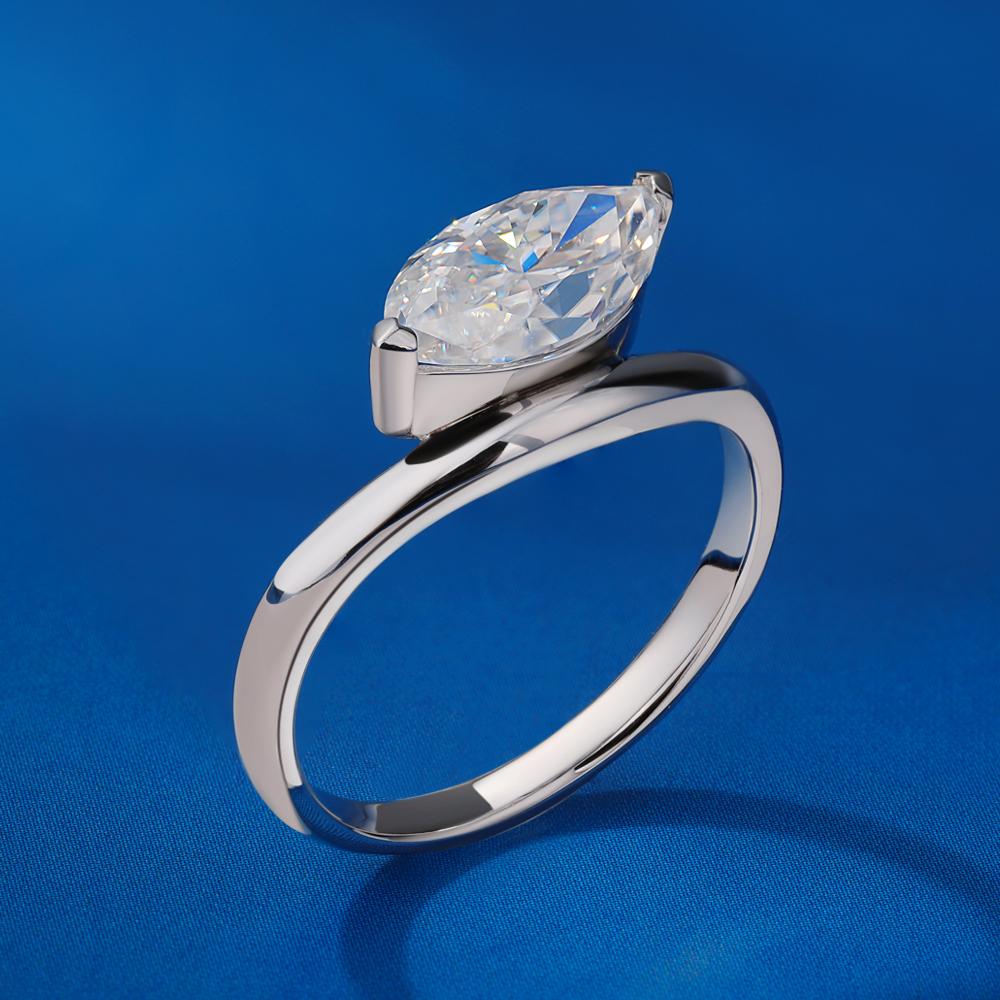 2Carat East West Marquise Cut Moissanite Rings 100% CopperSolitaire Diamond Engagement Ring Wedding Bands Jewelry