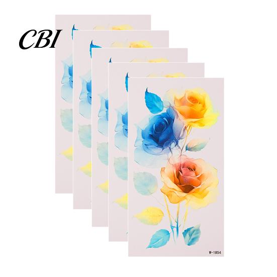 Temporary Body Art Decals 5 Sheets Butterfly Tattoo Stickers, Waterproof Flower Tattoos, Colorful Removable Stickers Face Tattoos for Parties