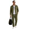 Men's Casual 2-Piece Sport Outfit with Lapel Jacket Button Pockets and Straight Leg Pants