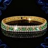 2026 Chain European and American Double-row Tennis Chain Bracelet Men's and Women's Fashion Three-row Full Diamond Jewelry