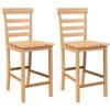 VidaXL Tabourets de bar 2 pcs naturel bois massif d'hévéa, chaise, chaise de bar de cuisine, chaise de restaurant, chaise de 4102540