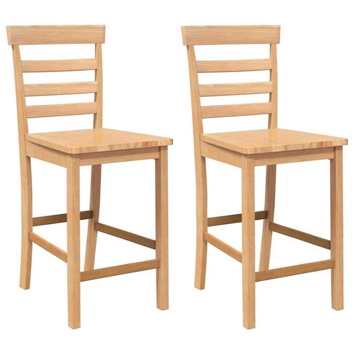 VidaXL Tabourets de bar 2 pcs naturel bois massif d'hévéa, chaise, chaise de bar de cuisine, chaise de restaurant, chaise de 4102540