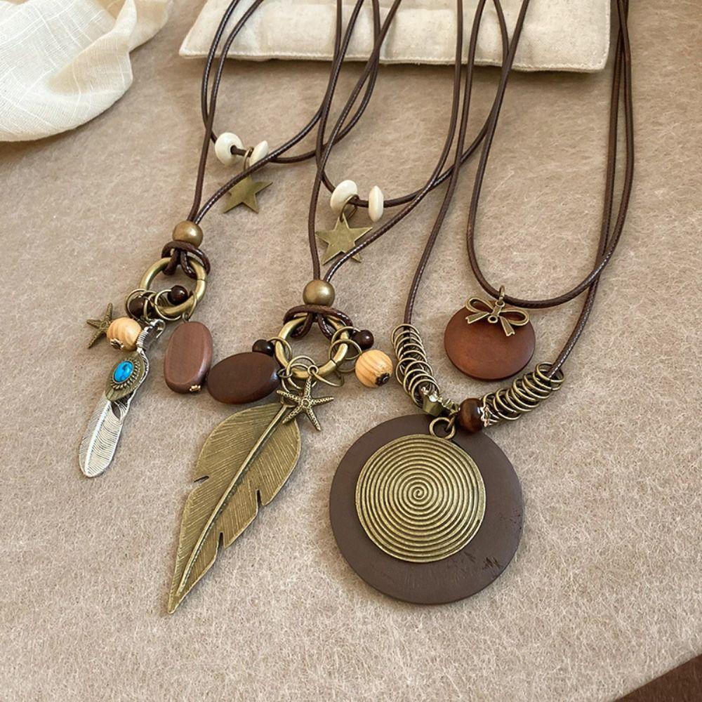 Geometric Bohemian Style Choker Tassel Long Sweater Chain Retro Ethnic Style Necklace  Lady