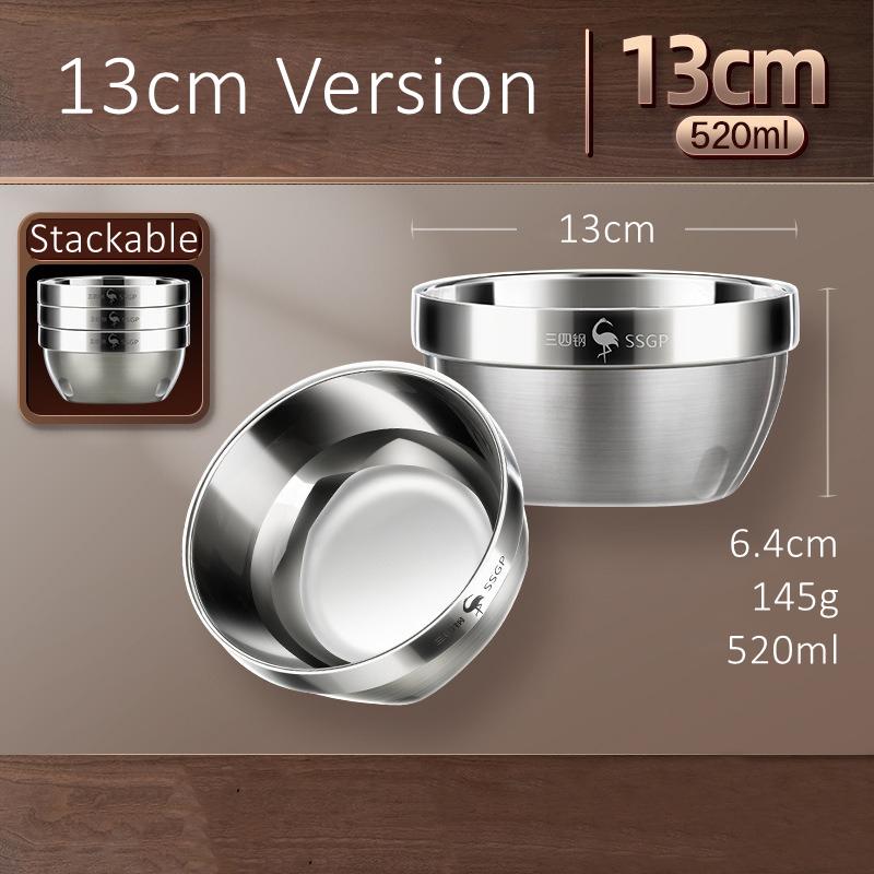 Certificated 304 Stainless Steel Kitchen Stackable Bowl Fall Resistant Baby Food Container Heat Insulating Kid's Tableware