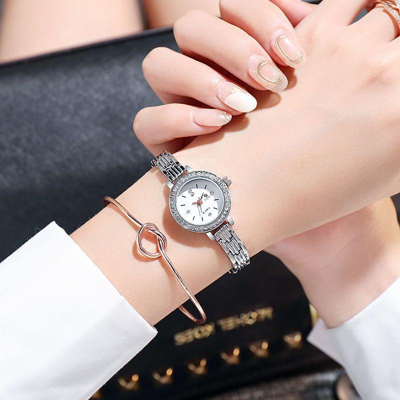 Japanese Simple Bracelet Watch Female Student Lady Exquisite Diamond Set Casual Trend Quartz Watch