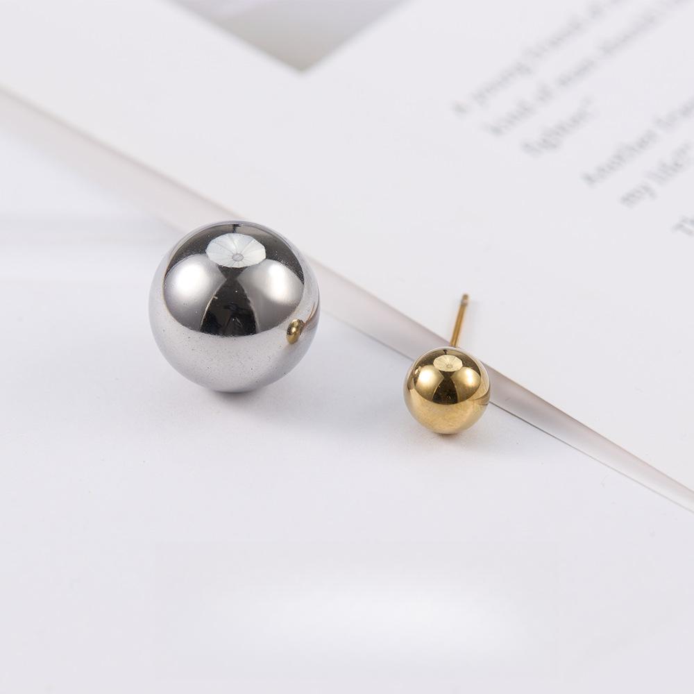 Simple Round Smooth Round Stud Earrings Gold Niche High-end Earrings Women's Titanium Steel High Color Retention Jewelry