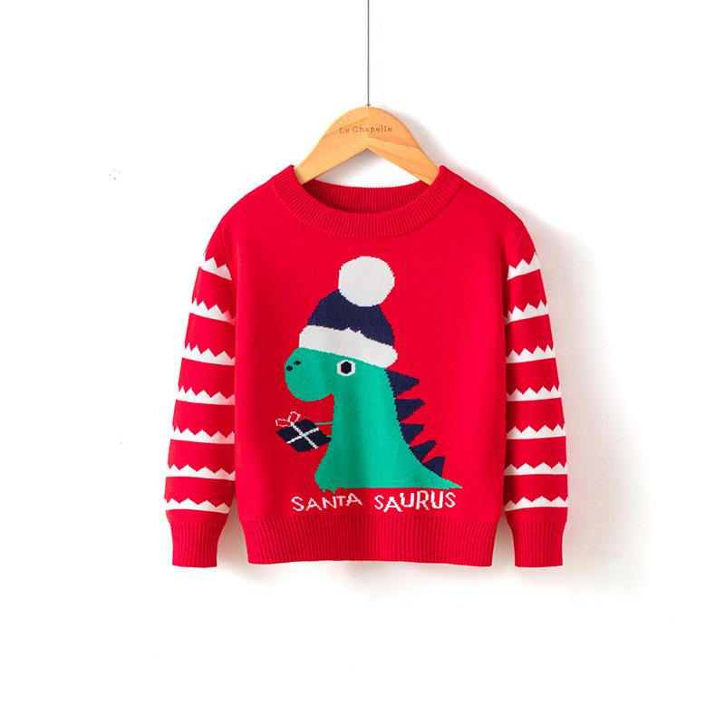 Children's Boys' Cartoon Pullover Knitwear Girls' Christmas Reindeer Sweater Young Ladies' New Year Autumn/Winter Woolen Knitwear