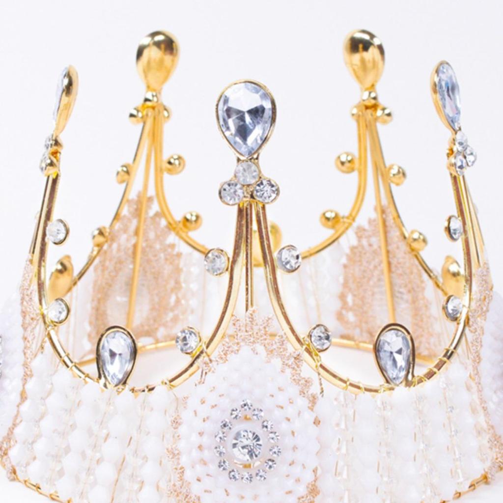 Queen Crown Cake Topper for Adults & Children - Gypsophila Pearl Birthday Decoration