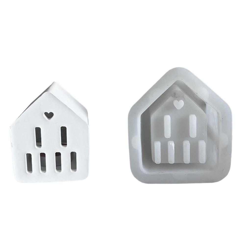 Molde Porta Velas Tipo Casa Miniatura Molde de Silicone Resistente para Porta Velas Detalhado de Casa Miniatura