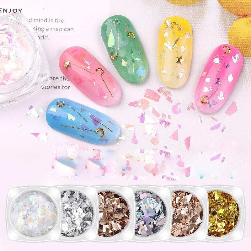 Cellophane Manicure Stickers Colored Cellophane Fragments Irregular Magic Color Aurora Paper Manicure Decoration