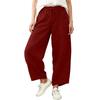 Pantaloni Larghi Casual in Lino da Donna Vita Elastica Versatili Business Casual Lavoro Pantaloni Palazzo con Tasche