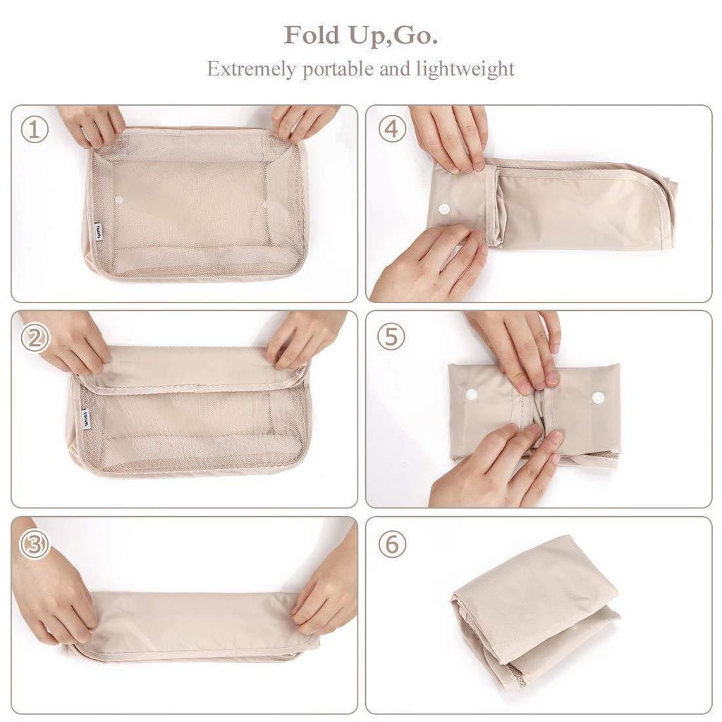Eight-Piece Travel Organizer Set: Storage Bags & Makeup Bag for Clothes and Accessories.