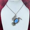 Owyhee Blue Opal Gemstone Pendant Copper Wire Wrapped Bird Jewelry Unique Pendant